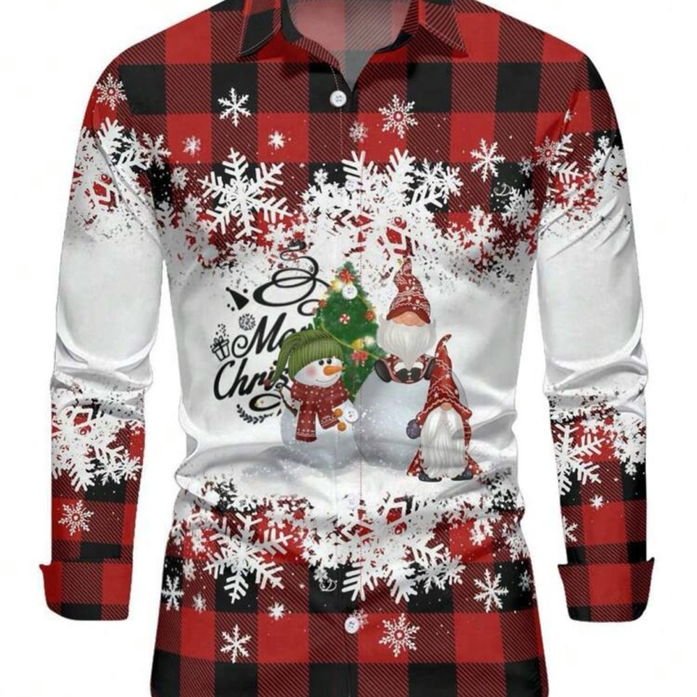 Festive Red and Black Plaid Christmas Shirt XXL